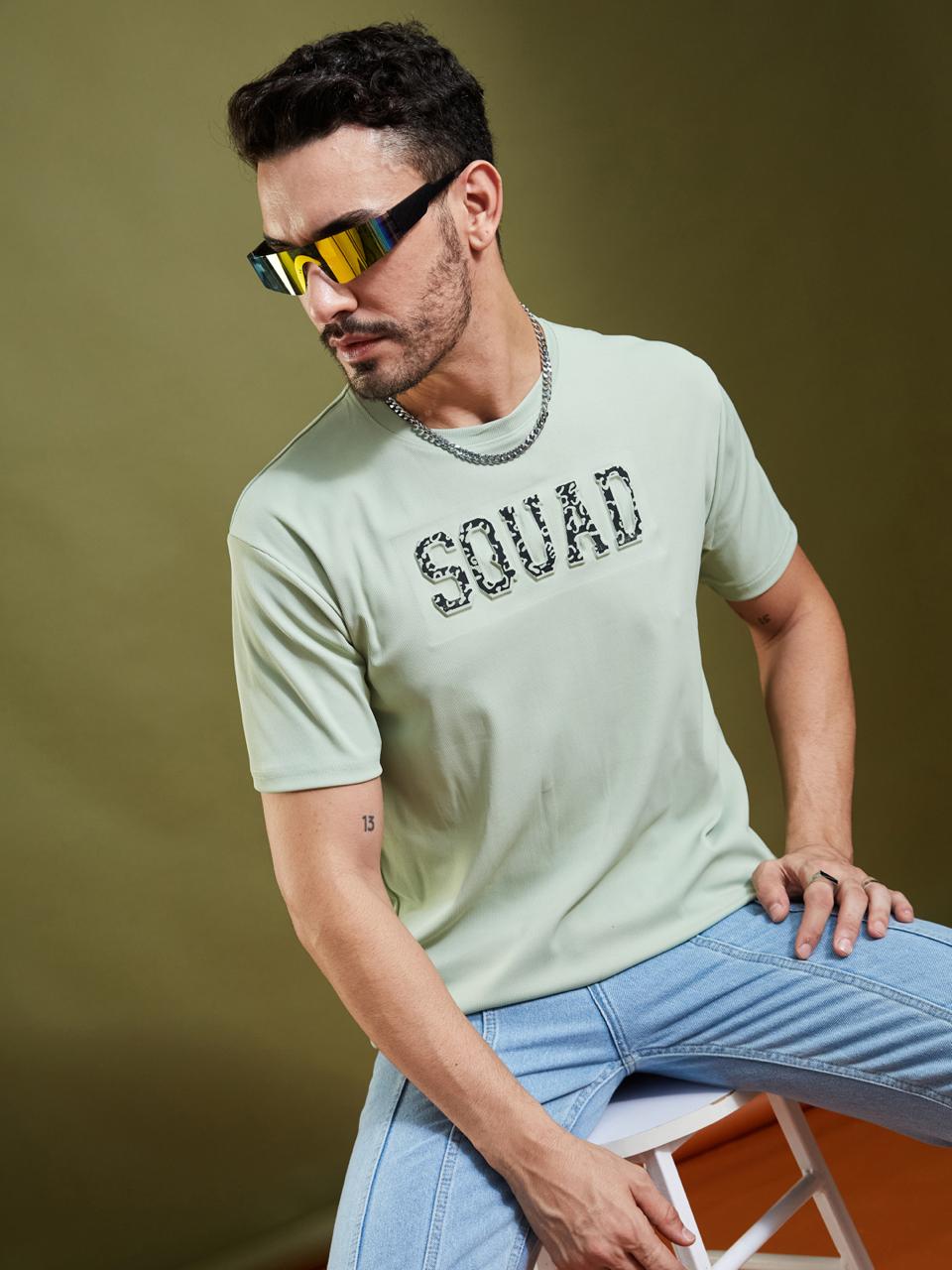 Men’s Emboss Print Party T-Shirt – SQUAD Design